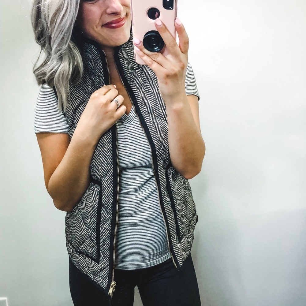 J. Crew Herringbone Puffer Vest XXS - Picture 2 of 8